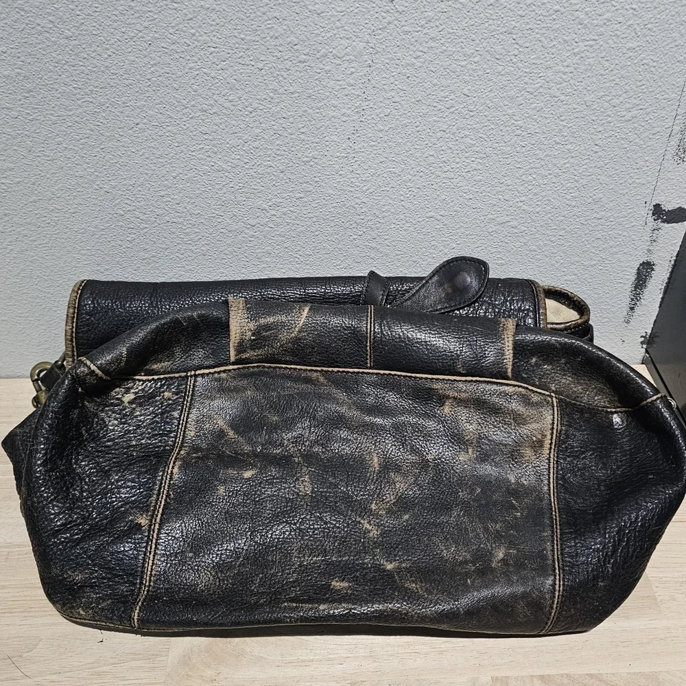 The Territory Ahead Dark Brown Leather Satchel Messenger Bag Carry On Patina!